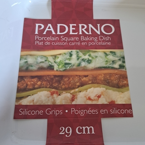 Paderno Porcelain square baking dish, 29cm or 11.4" with silicone grips - Picture 2 of 3
